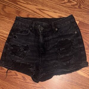 American Eagle Outfitters Black Ripped Jean Shorts